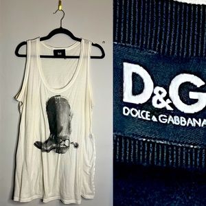 Dolce & Gabbana oversized cowboy boots tanktop